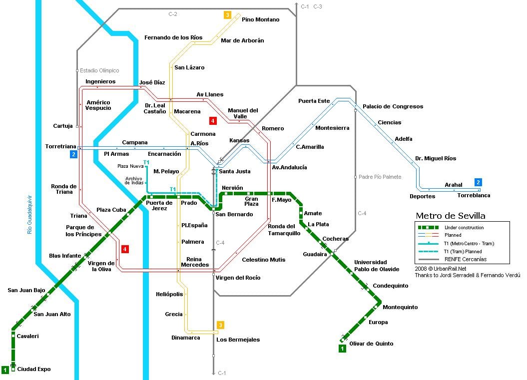 地図のセビーリャ鉄道駅