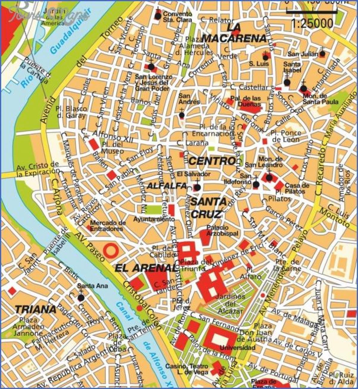 セビリヤスペインの観光名所の地図