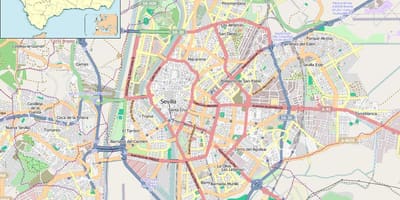 地図のセビリヤスペイン地区